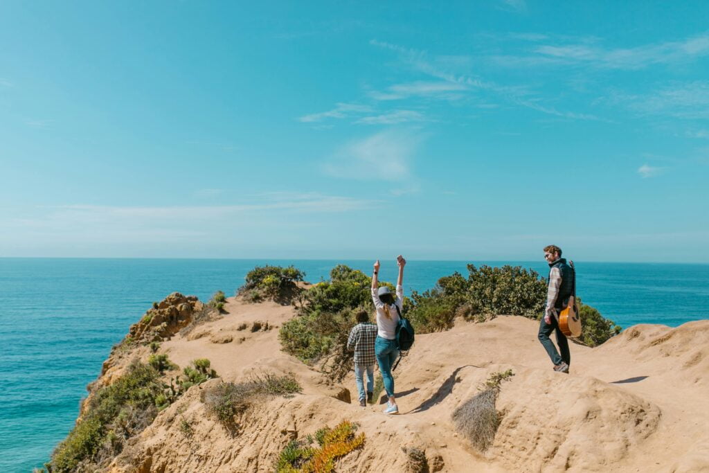 Hiking through the coastal path for the wonderful sea views.