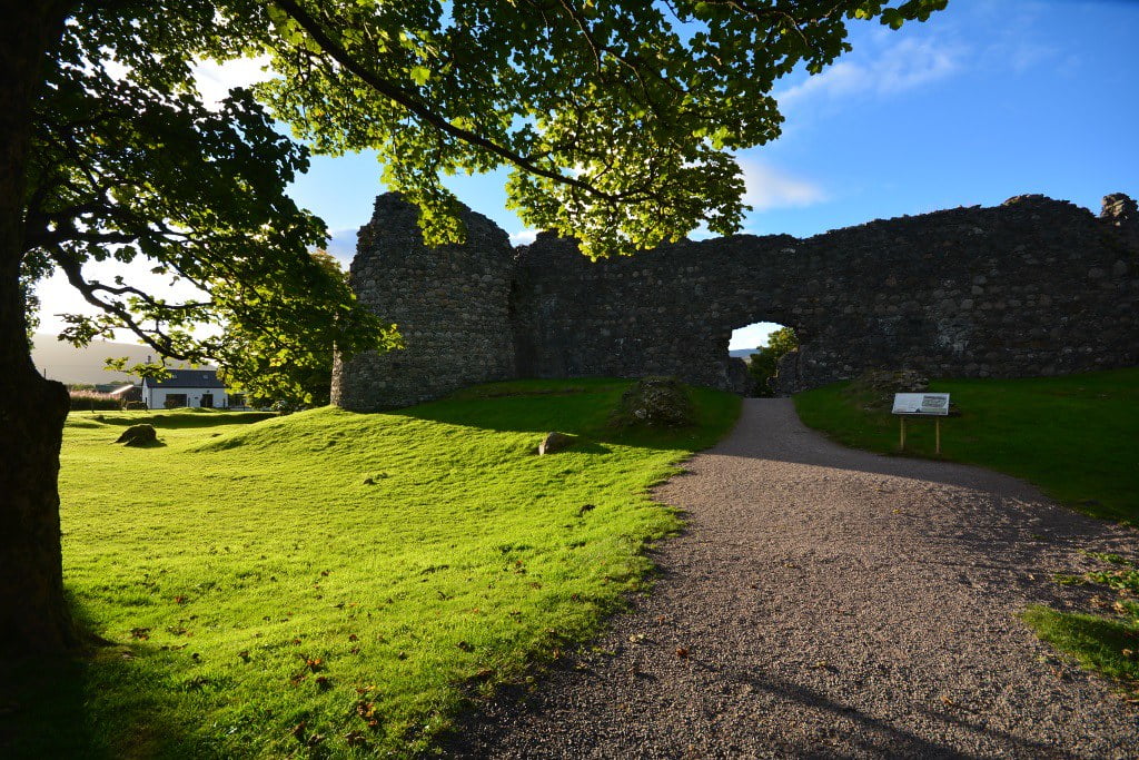 A picturesque path winds towards Old Inverlochy Castle in Fort William. Majestic and historic, it beckons with a sign of intrigue.
