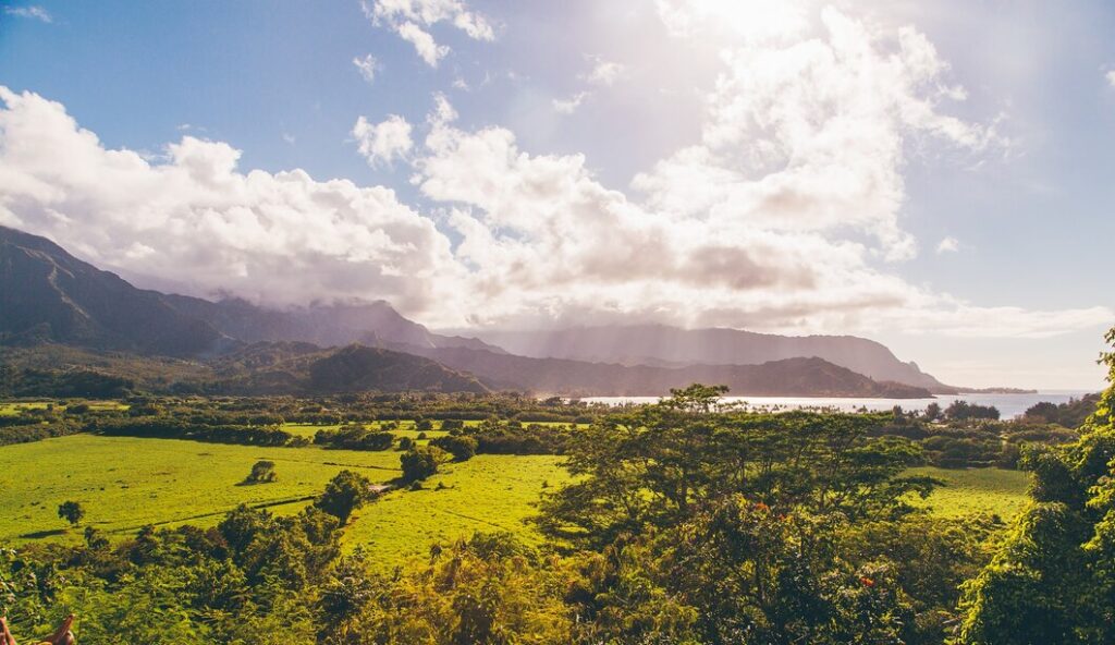 Scenic view of the beautiful island of Kauai, Hawaii.